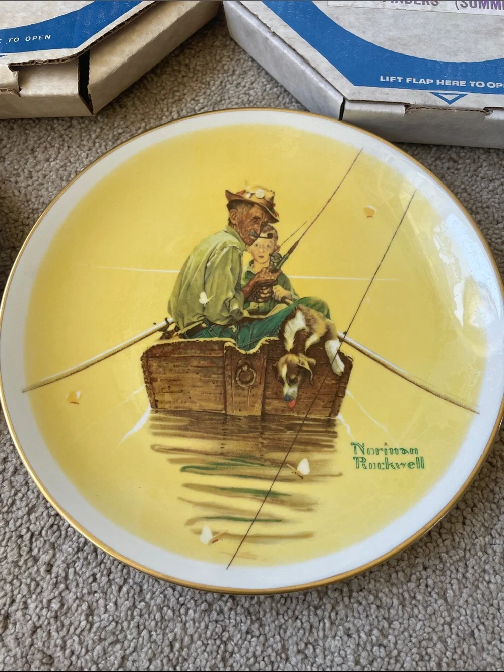 Norman Rockwell Vintage 1976 Decorative Plate Set USA Limited Edition Art Decor